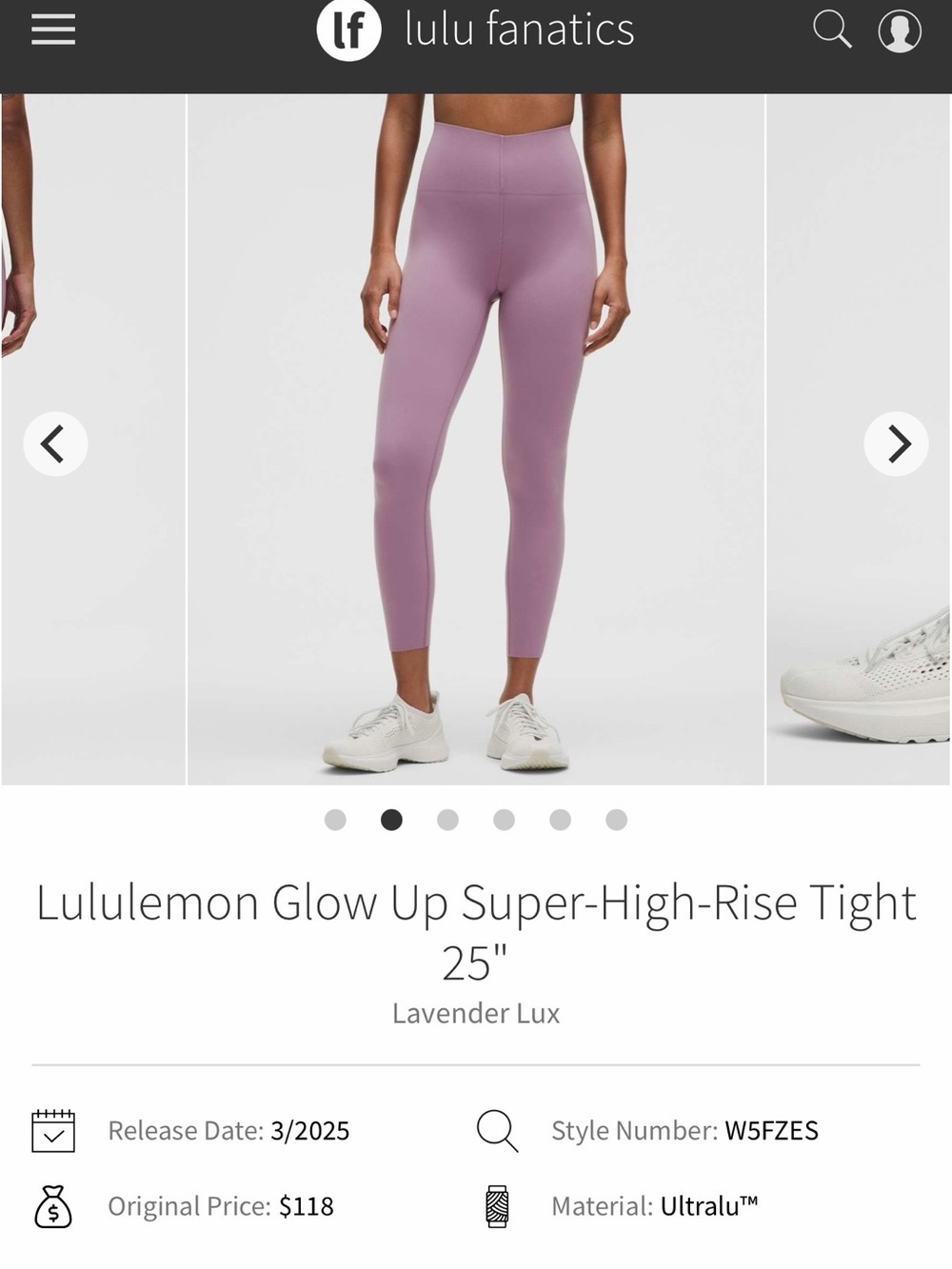 NWT Lululemon Glow Up Super-High-Rise Tight 25" Lavender Lux LVLX Size 6